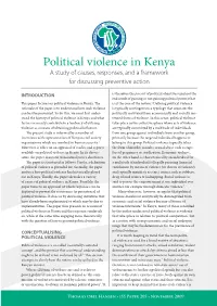 Political Violence in Kenya a Study of Causes, Responses, and a Framework for Discussing Preventive Action