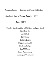 Program Name:___Business and Nonprofit Studies___ Academic