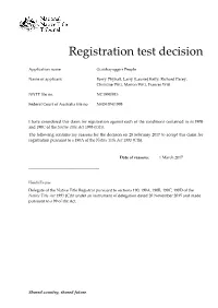 Registration Test Decision