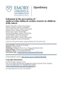 Selenium in the Prevention of Anthracycline