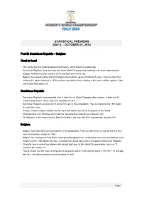 Statistical Previews Day 6 – October 01, 2014