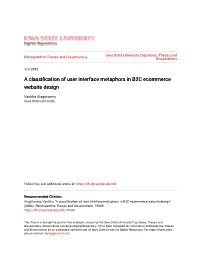 A Classification of User Interface Metaphors in B2C Ecommerce Website Design