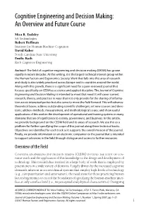 Cognitive Engineering and Decision Making: an Overview and Future Course