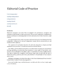 Editorial Code of Practice