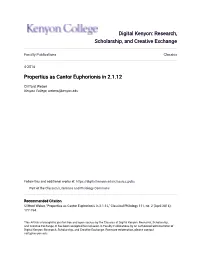 Propertius As Cantor Euphorionis in 2.1.12