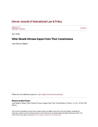 What Should Africans Expect from Their Constitutions