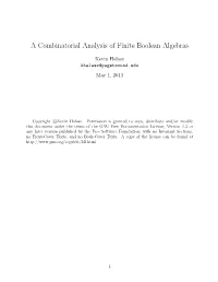A Combinatorial Analysis of Finite Boolean Algebras