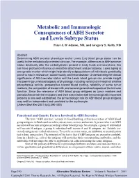 ABH Secretor and Lewis Subtype Status Peter J