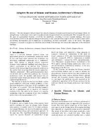 Adaptive Re-Use of Islamic and Iranian Architecture's Elements