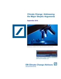 Climate Change: Addressing the Major Skeptic Arguments