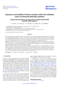 Dynamics and Stability of Telluric Planets Within the Habitable Zone of Extrasolar Planetary Systems