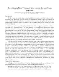 'Some Indefinite Music?' Tone and Indeterminacy in Quartet in Autumn