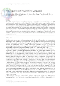 The Acquisition of Polysynthetic Languages
