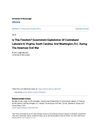 Government Exploitation of Contraband Laborers in Virginia, South Carolina, and Washington, D.C