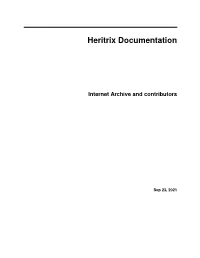 Heritrix Documentation