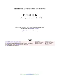 HEWLETT PACKARD ENTERPRISE COMPANY (Exact Name of Registrant As Specified in Its Charter)