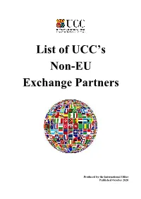 List of UCC's Non-EU Exchange Partners