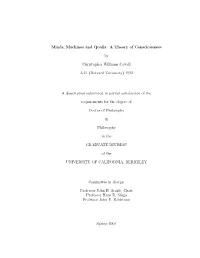 Minds, Machines and Qualia: a Theory of Consciousness