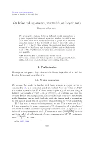 On Balanced Separators, Treewidth, and Cycle Rank