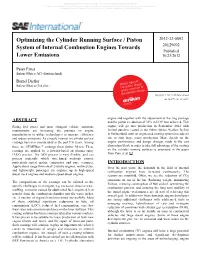 Optimizing the Cylinder Running Surface / Piston System of Internal
