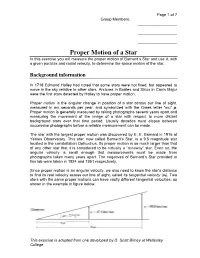 Proper Motion of a Star
