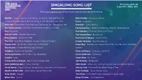 SINGALONG SONG LIST 5 Pm PST / 8 Pm EST