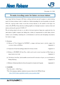 To Make Traveling Easier for Future Overseas Visitors