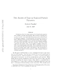 Two Arrows of Time in Nonlocal Particle Dynamics