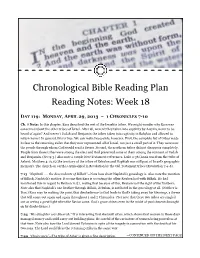 Chronological Bible Reading Plan Reading Notes: Week 18