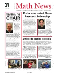 Department of Mathematics Newsletter
