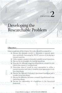Developing the Researchable Problem