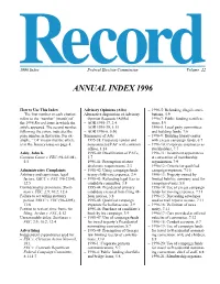 FEC Record 1996 Index