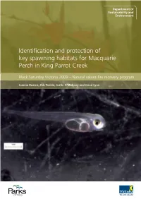 Identification and Protection of Key Spawning Habitats for Macquarie Perch in King Parrot Creek