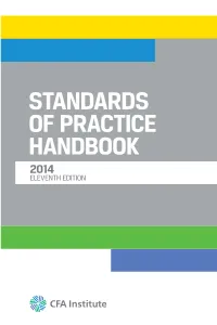Standards of Practice Handbook Standards of Practice Standards of Practice Handbook