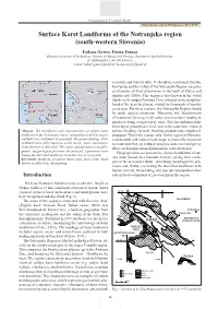 Surface Karst Landforms of the Notranjska Region (South-Western Slovenia)