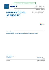 Systemverilog – Unified Hardware Design, Specification, and Verification Language