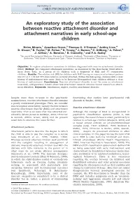 An Exploratory Study of the Association Between Reactive Attachment Disorder and Attachment Narratives in Early School-Age Children