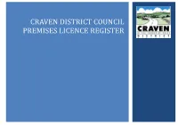 Craven District Council Premises Licence Register