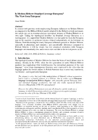 Is Modern Hebrew Standard Average European? the View from European *