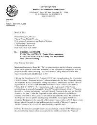 Letter to DCP Re West Clinton Re-Zoning EAS Comments