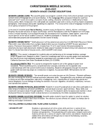Seventh Grade Program