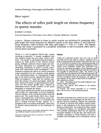 The Effects of Reflex Path Length on Clonus Frequency in Spastic Muscles