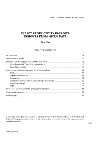THE ICT PRODUCTIVITY PARADOX: INSIGHTS from MICRO DATA Table 1