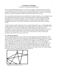 AUTOMATIC MIXERS Written by Tom Stuckman and Steve Marks