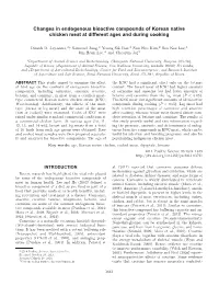 Changes in Endogenous Bioactive Compounds of Korean Native Chicken Meat at Different Ages and During Cooking