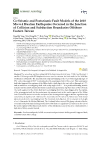 Co-Seismic and Postseismic Fault Models of the 2018 Mw 6.4 Hualien Earthquake Occurred in the Junction of Collision and Subduction Boundaries Offshore Eastern Taiwan