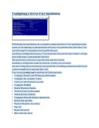 Configuring a Server Core Installation