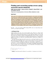 Finding and Correcting Syntax Errors Using Recurrent Neural Networks