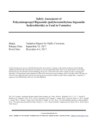 Polyhexamethylene Biguanide Hydrochloride) As Used in Cosmetics