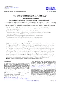 The MUSE Hubble Ultra Deep Field Survey Special Issue